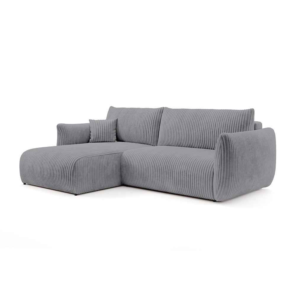Hjørnesofa med sovefunktion, 257 cm, i moderne stil | ALLORO, venstrevendt, Grå Horisont (TILIA 90)
