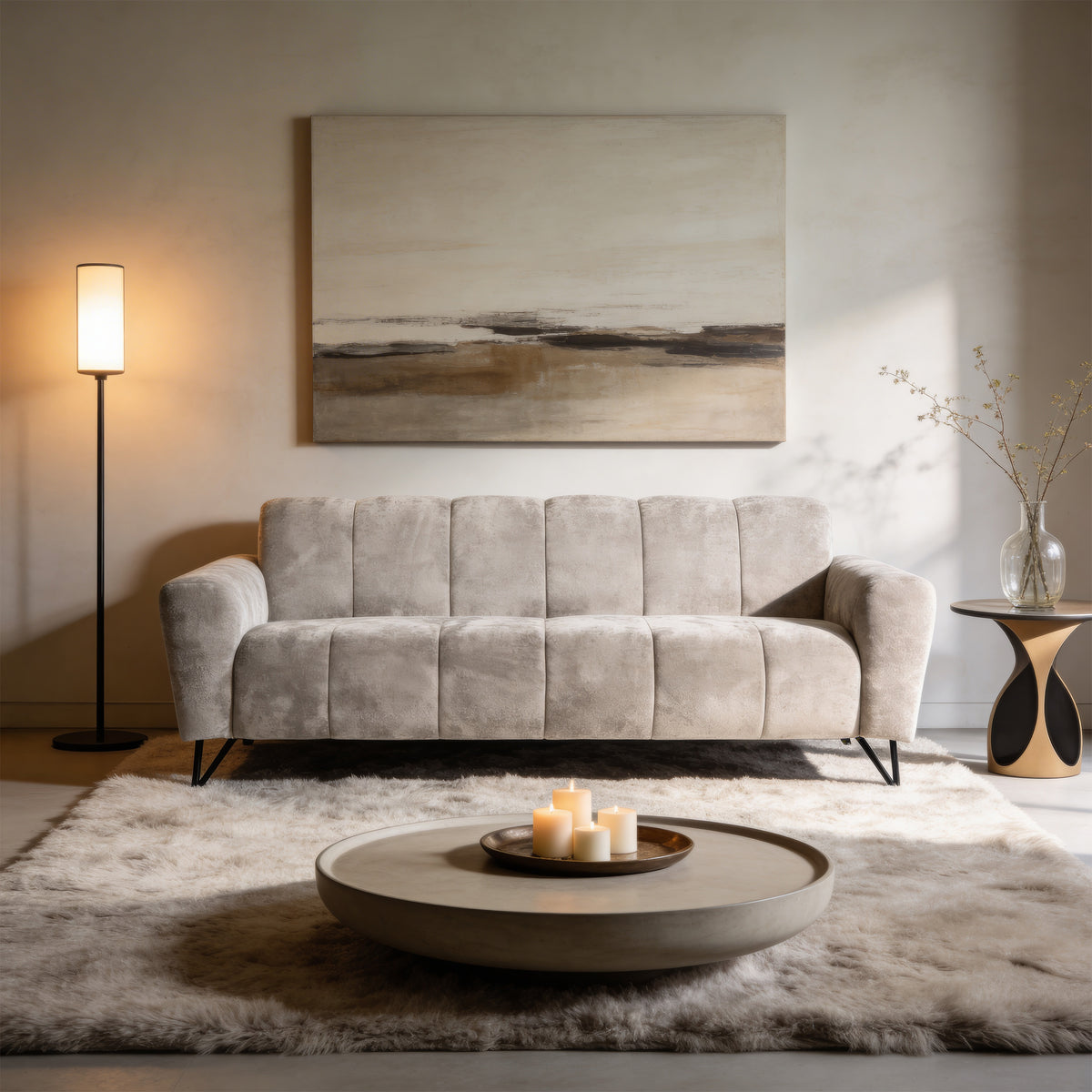 Nellia-trepersonerssofa til stuen i moderne stil, Vega-stof – i indretningen