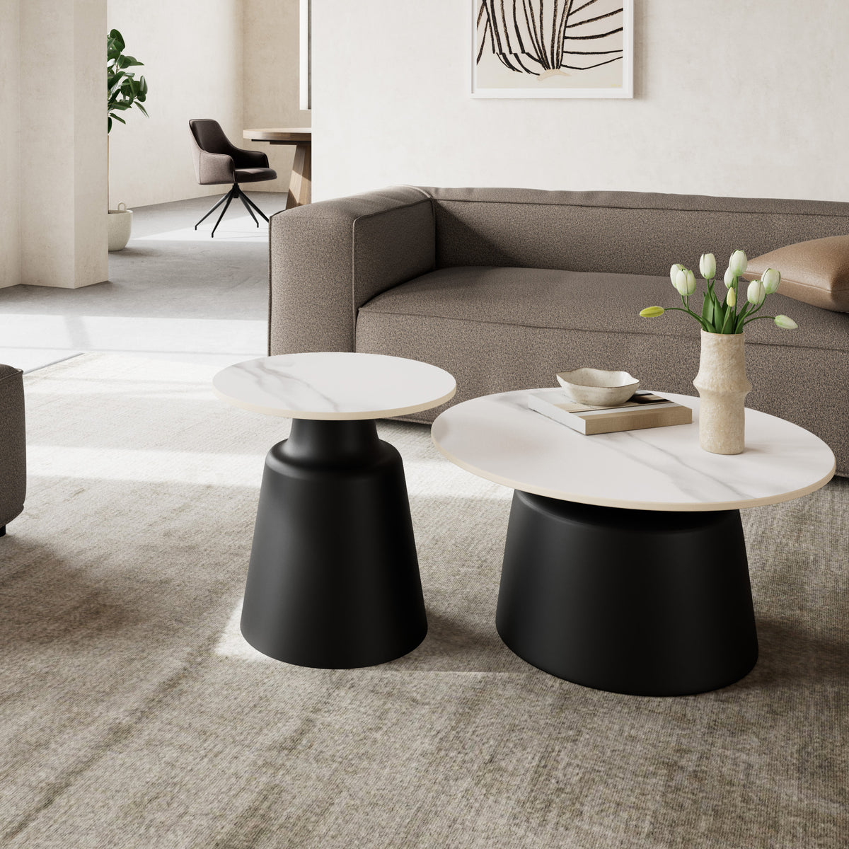 Fumor – et rundt sofabord til stuen med en diameter på 45 cm i moderne stil – i indretningen