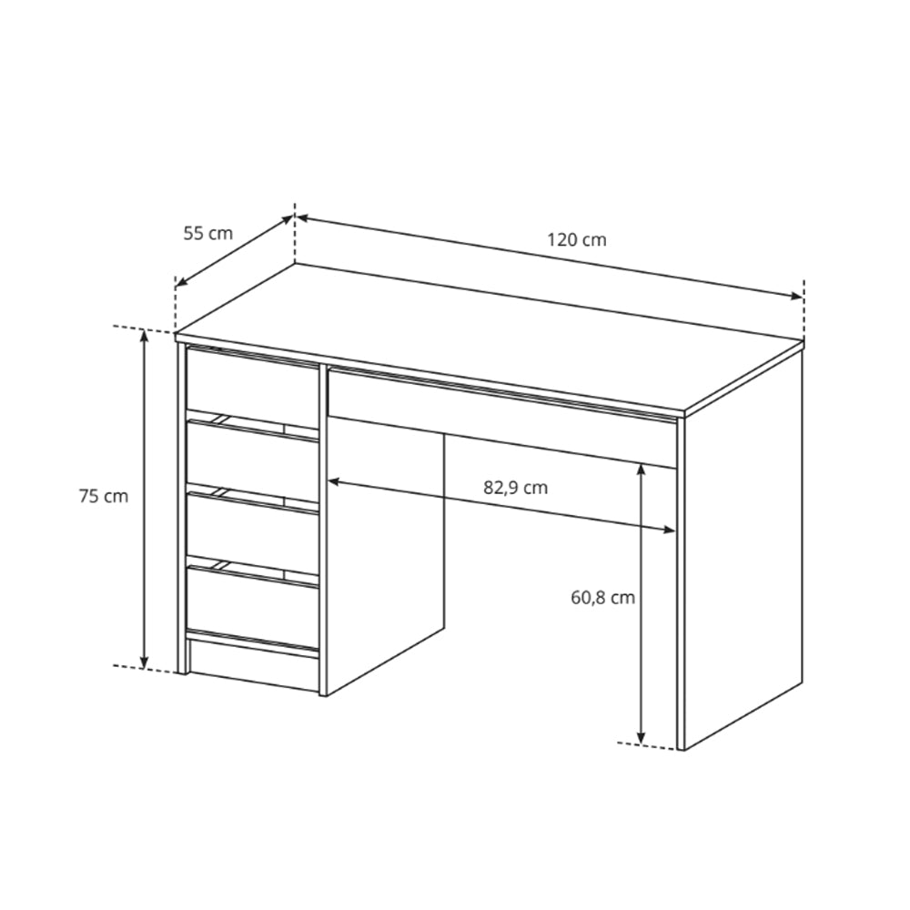 Biurko Adia z szufladami 120x75 cm w stylu minimalistycznym – zdjęcie 4