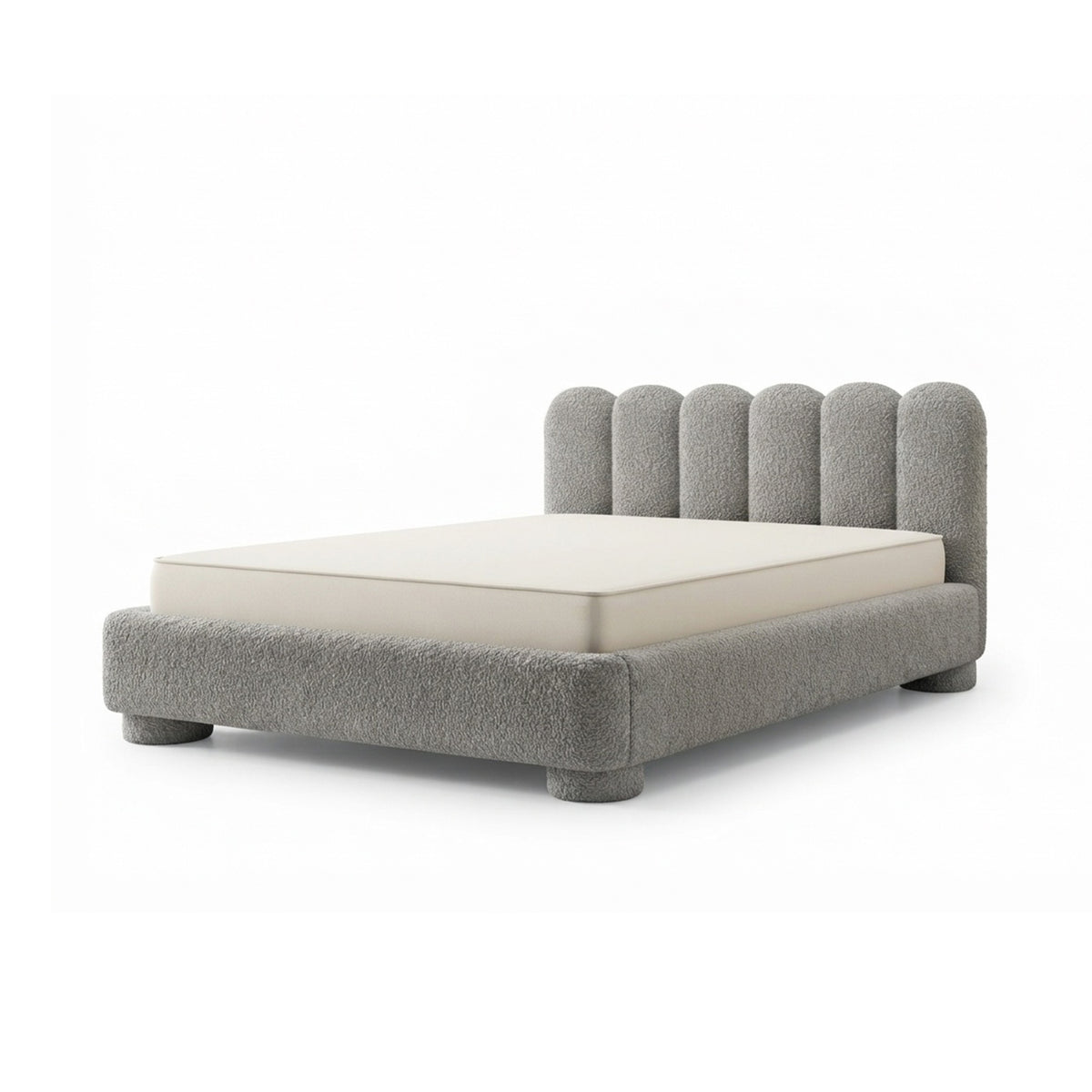Lattri-polstret seng 120x200–200x200 med opbevaringsrum i modern organic-stil, stof Coral – farve Ørkengrå (CORAL 75) | Pillovely