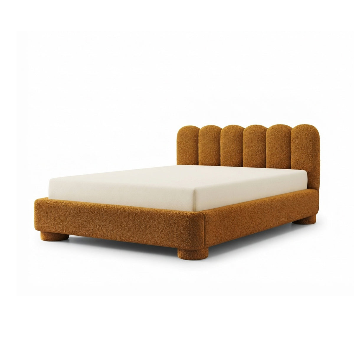 Lattri-polstret seng 120x200–200x200 med opbevaringsrum i modern organic-stil, stof Coral – farve Karamelbrun (CORAL 35) | Pillovely