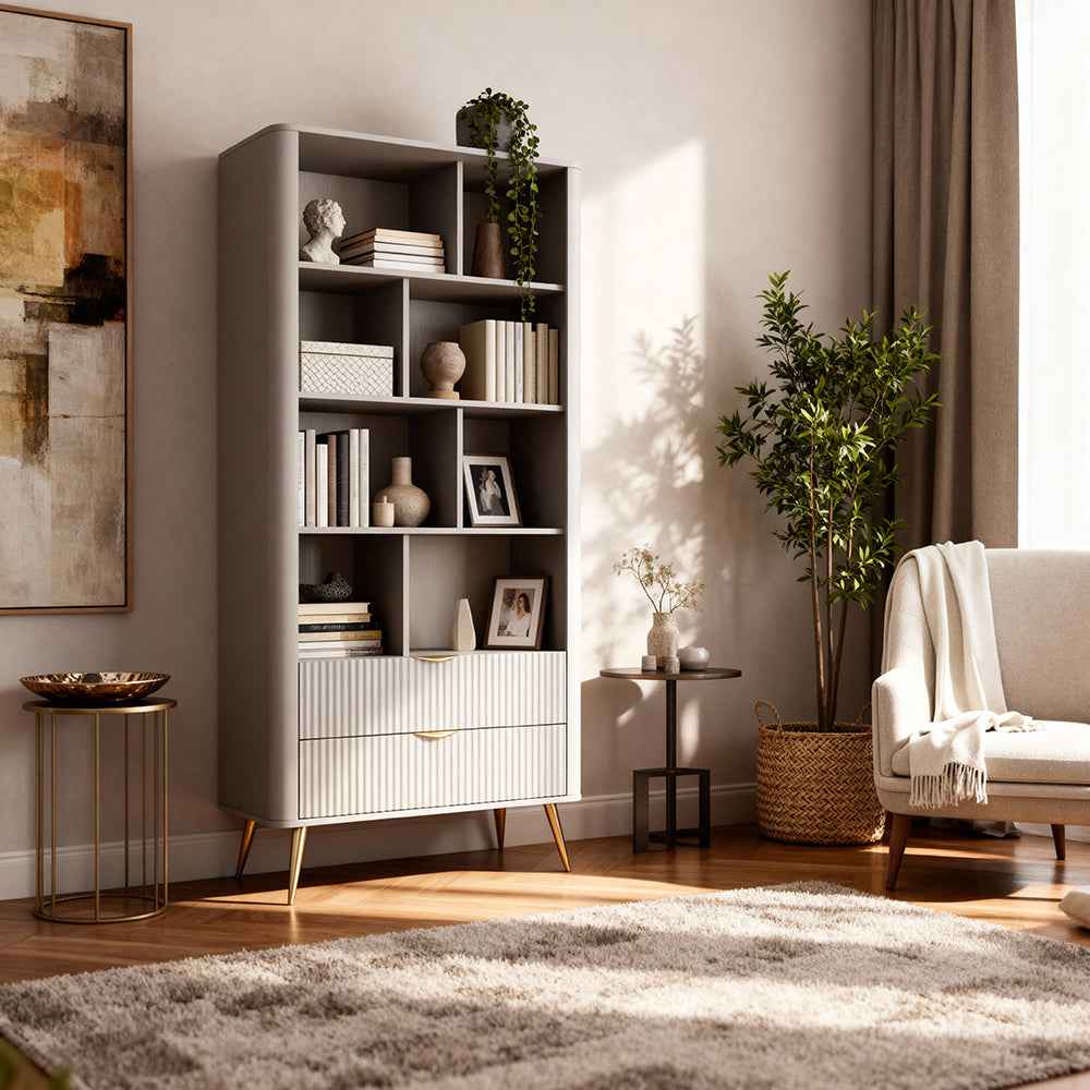 Laanti-reol 88x194 med hylder i elegant stil – i indretningen