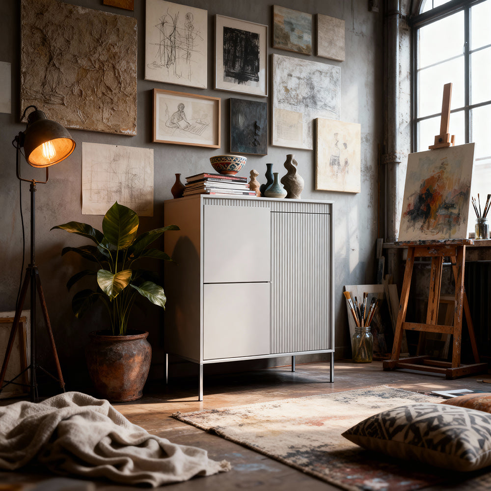 Senra-kommode med 3 låger, 104 x 123, i japandi-stil – i indretningen