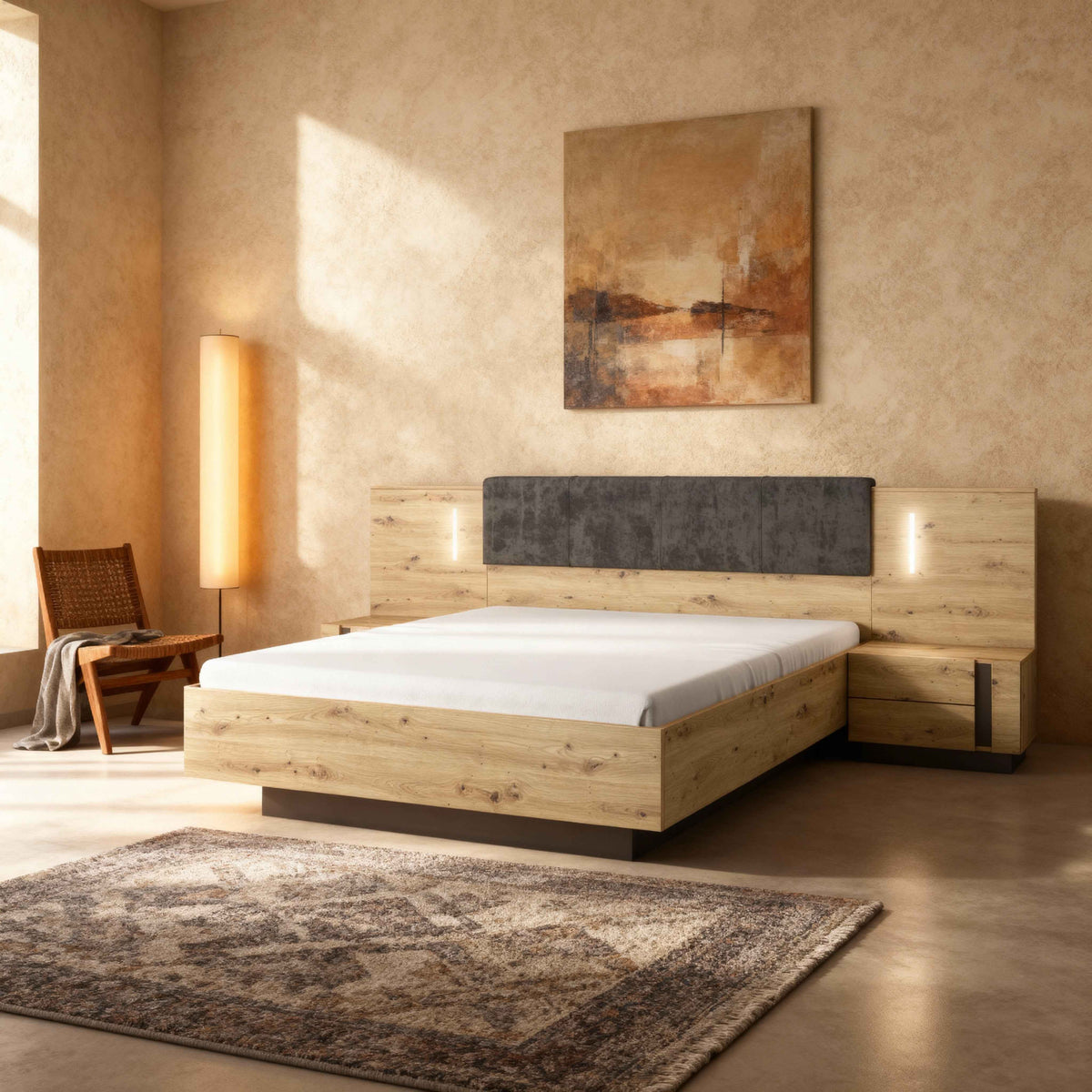 Et sæt natborde med skuffer, 60 x 102 cm, i moderne stil – model Armelia – i indretningen