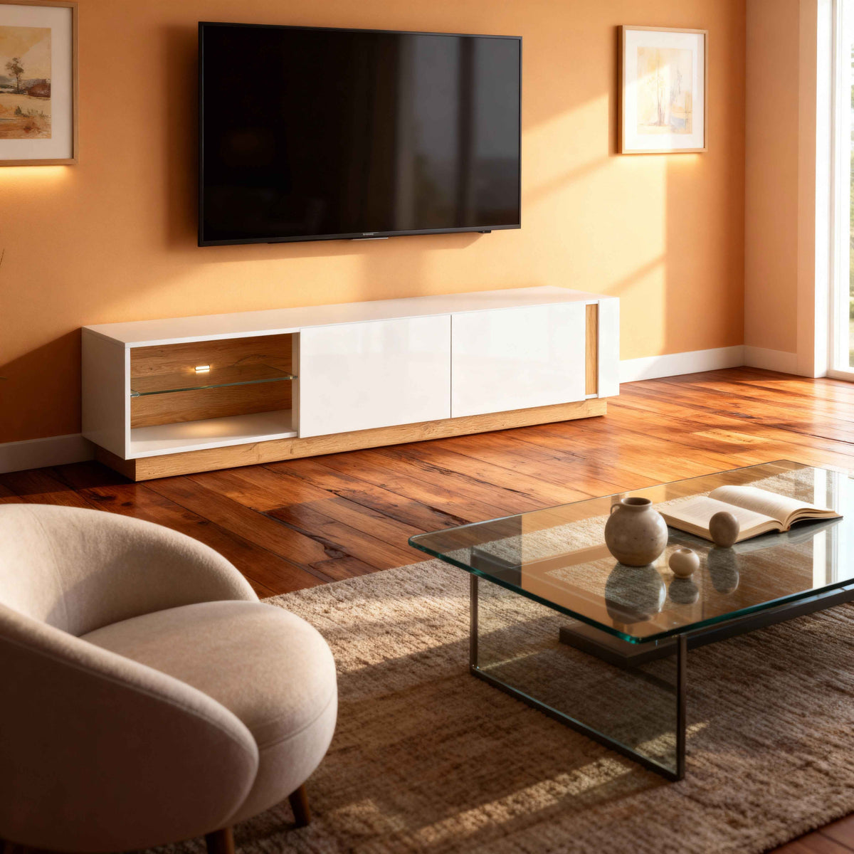 Armelia TV-bord til fjernsyn, 188x46, i glamour-stil – i indretningen