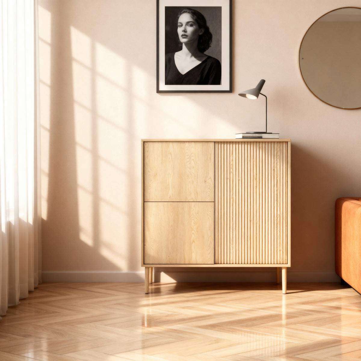 Viola-kommode med 3 låger, 104 x 122, i japandi-stil – i indretningen