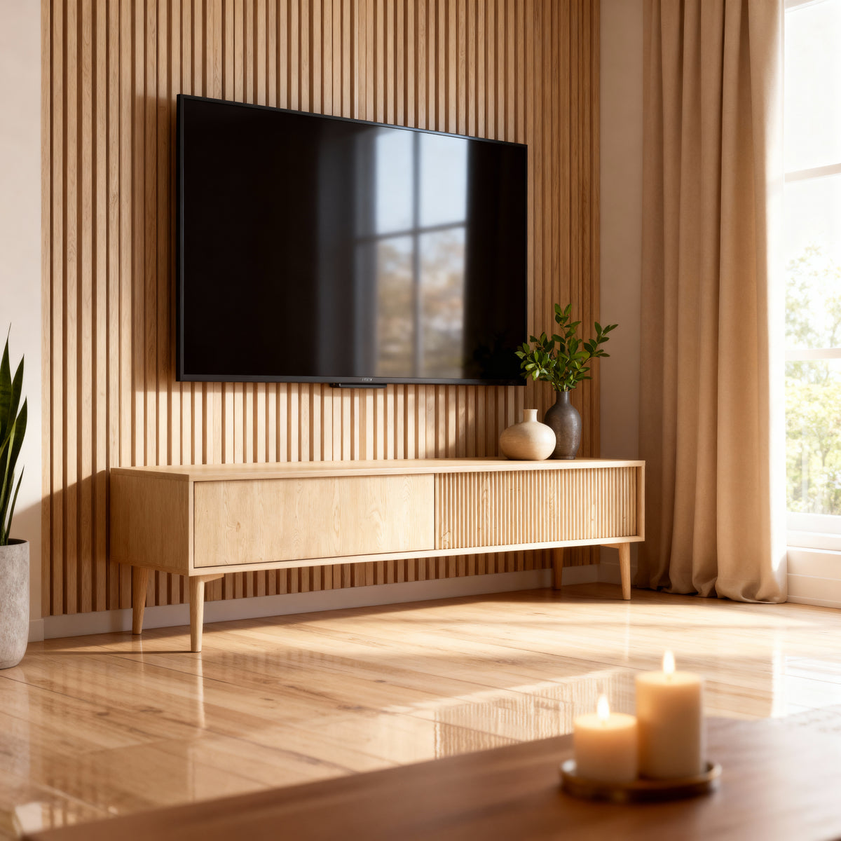 Viola TV-bord til fjernsyn, 187x52, i japandi-stil – i indretningen
