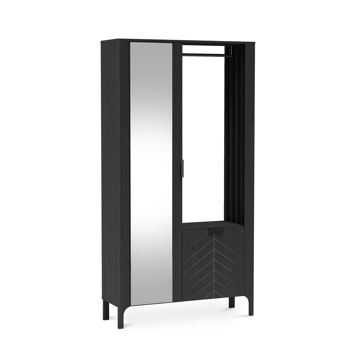 EKLIPSO garderobeskab 105x197 med spejl i moderne stil, farve: Sort – hovedbillede | Pillovely