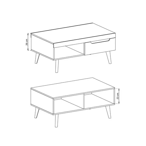 Trava-sofabord 107x46 med hylde i moderne stil – billede 4