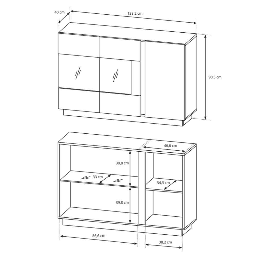 Armelia-kommode med vitrine, 138 x 91, i moderne stil – billede 4
