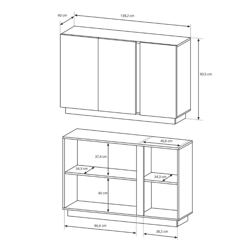 Armelia-kommode med låger, 138 x 91, i moderne stil – billede 5