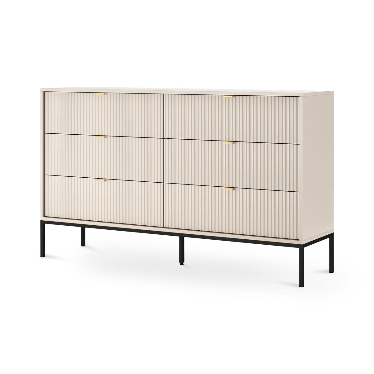 Kommode med skuffer, 154 x 91, i glamour-stil | Roza Kashmir Sort