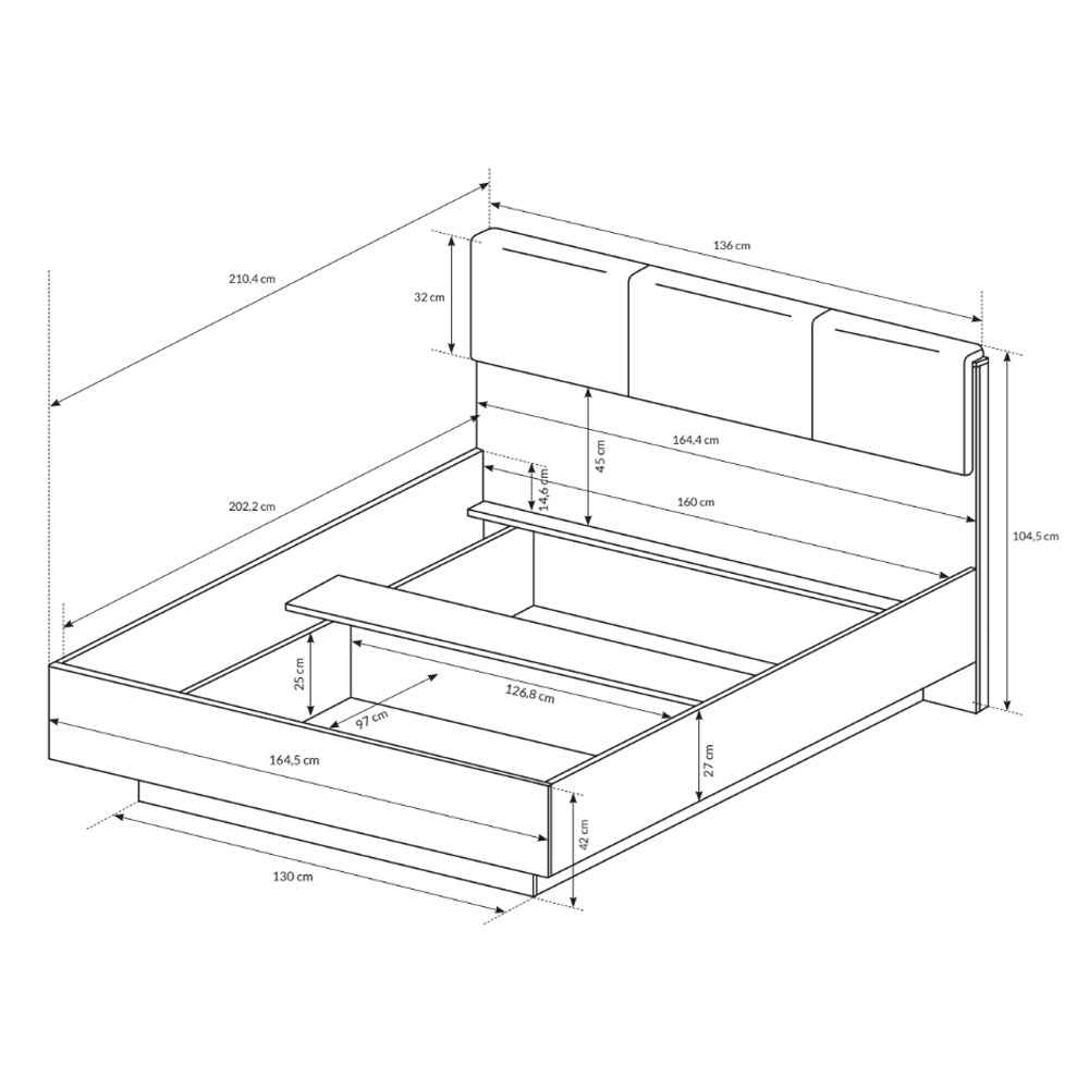 Armelia-polstret seng med opbevaringsrum, 160x200 – billede 3