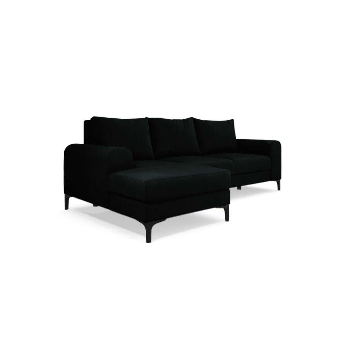 Hjørnesofa Arpelo 245x145 venstrevendt Blæksort (MANILA 18) på sorte ben – hjørnesofa til stuen
