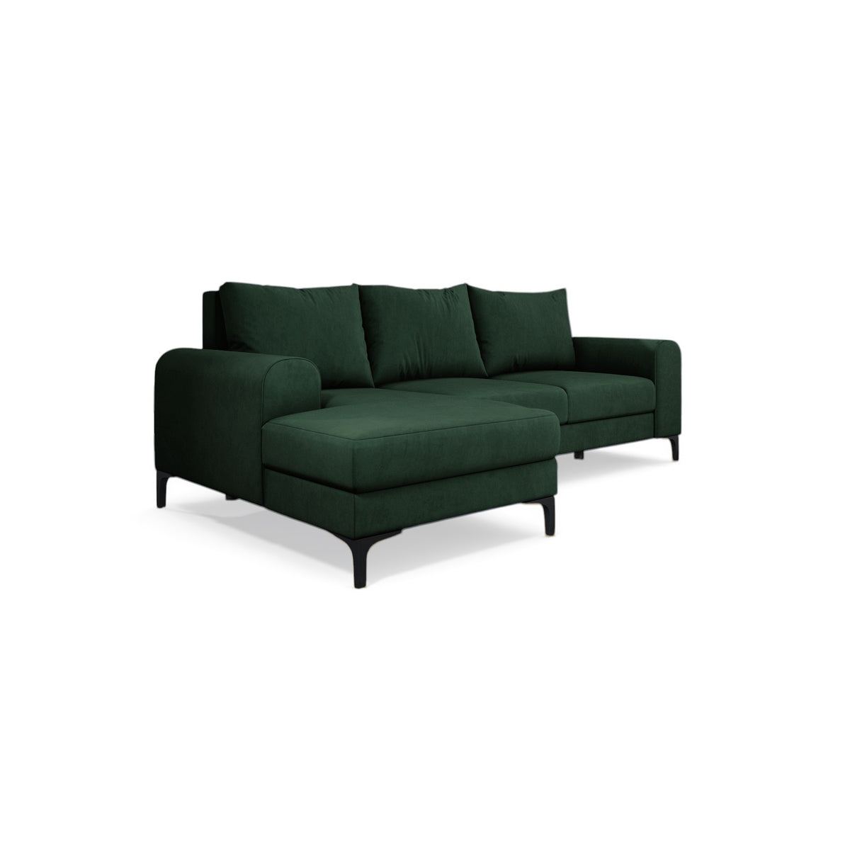 Hjørnesofa Arpelo 245x145 venstrevendt Skovmos (MANILA 35) på sorte ben – moderne hjørnesofa i boho-stil