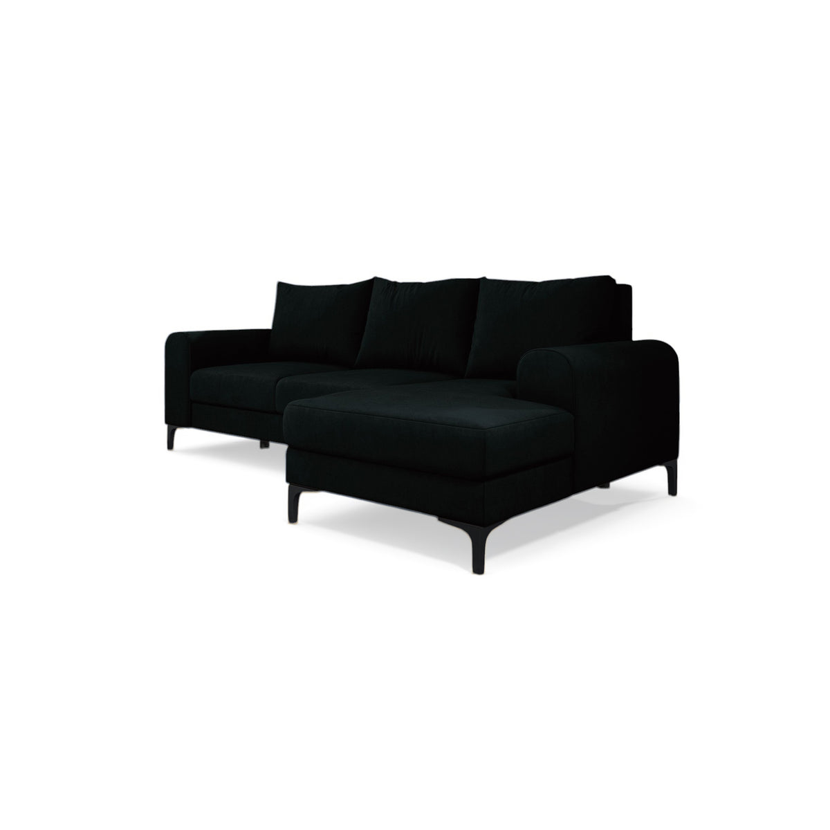 Hjørnesofa Arpelo 245x145 højrevendt Blæksort (MANILA 18) på sorte ben – hjørnesofa til stuen