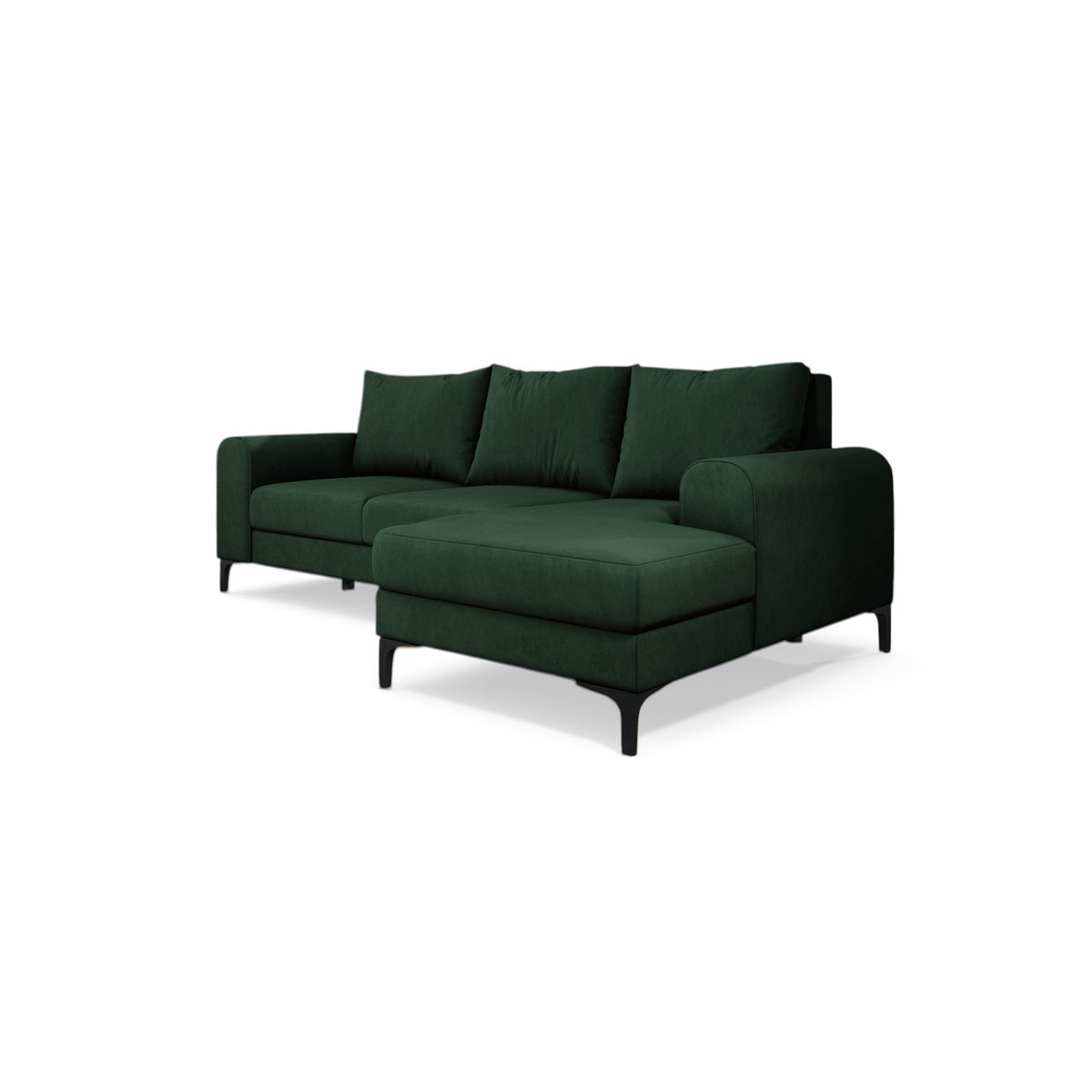 Hjørnesofa Arpelo 245x145 højrevendt Skovmos (MANILA 35) på sorte ben – moderne hjørnesofa i boho-stil