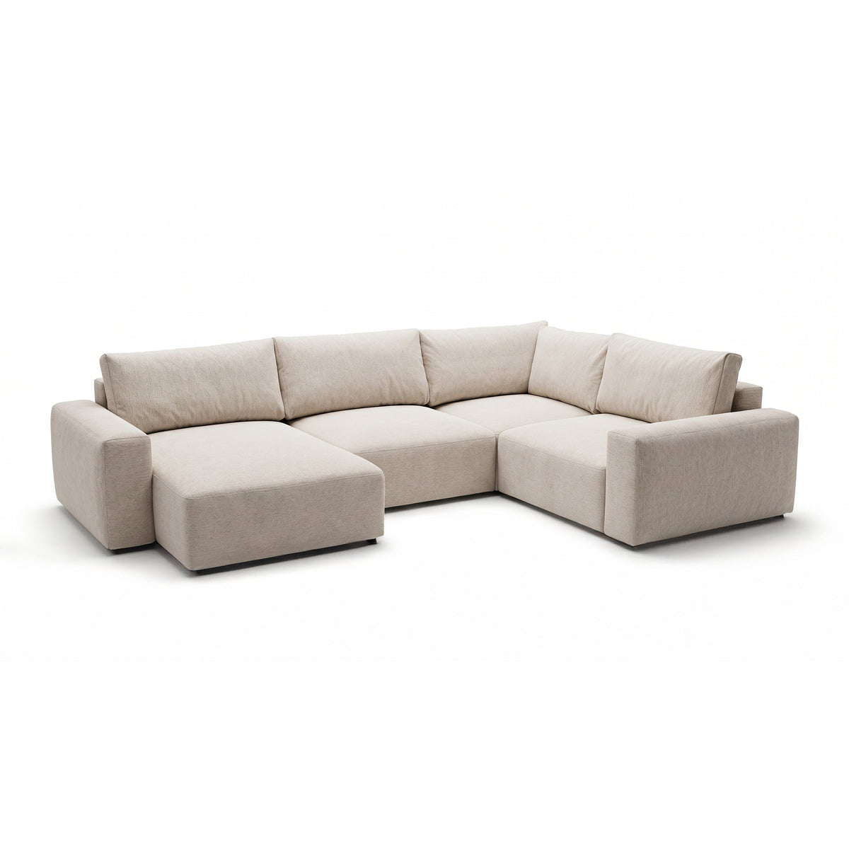Modulær UL-hjørnesofa Iskeli Plus 341 cm Cremet Taupe (ARAGON 03) venstrevendt skråt – stor hjørnesofa med sovefunktion