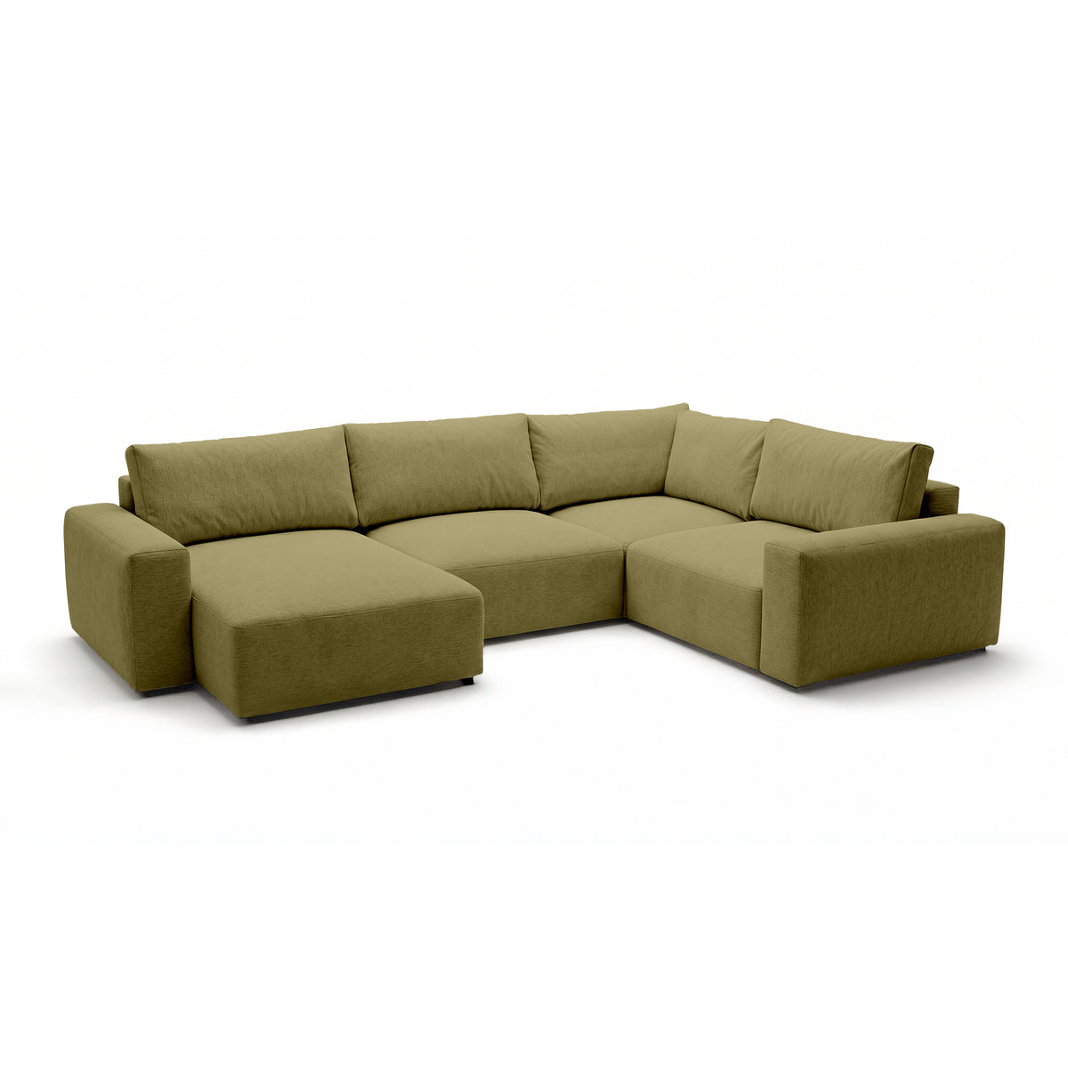 Modulær UL-hjørnesofa Iskeli Plus 341 cm Gyldent Hør (ARAGON 35) venstrevendt skråt – stor hjørnesofa i stoffet Aragon