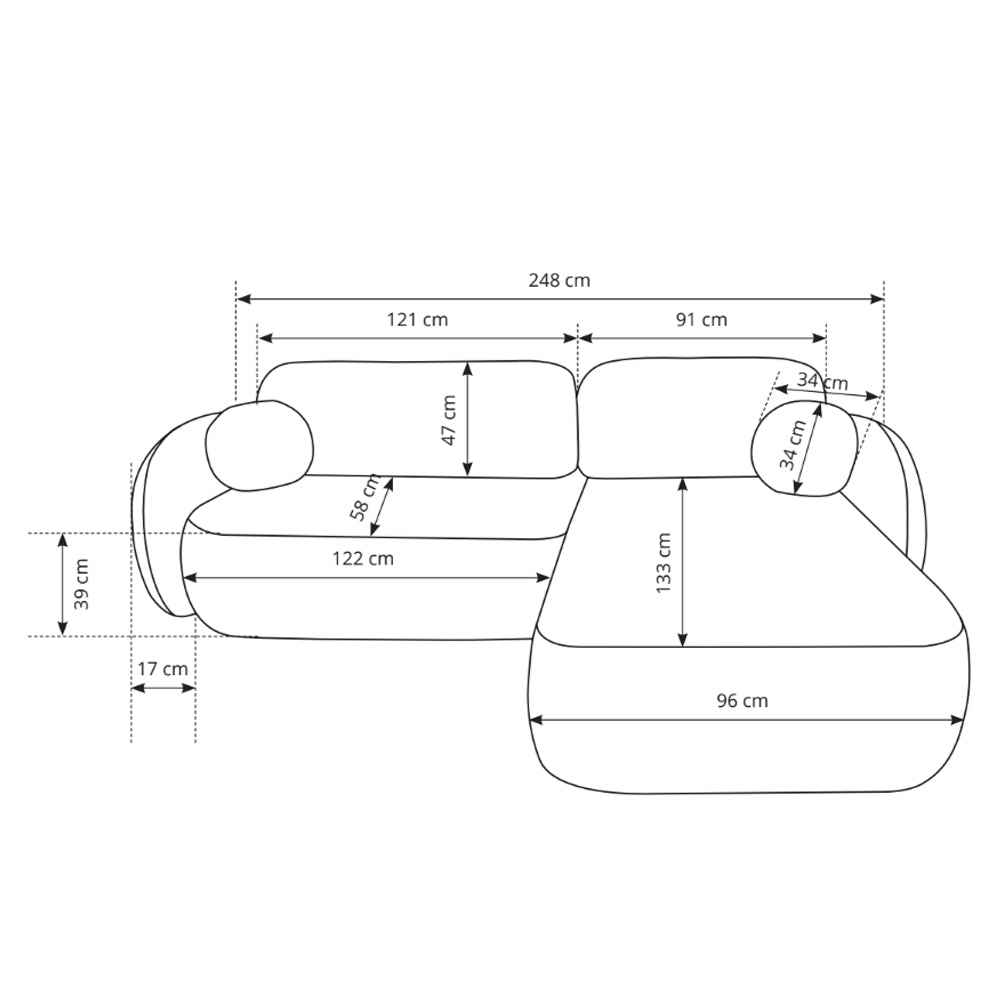Olemo 4-personers hjørnesofa med sovefunktion i minimalistisk stil, Abriamo-stof – billede 11