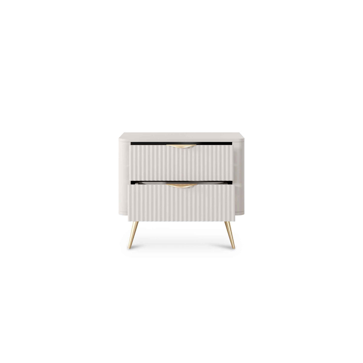 Laanti-natbord med 2 skuffer, 63 x 55 cm, i elegant stil – med åbne fronter