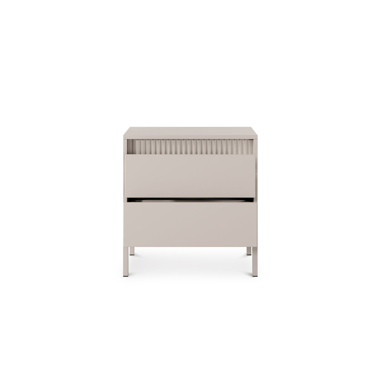 Senra natbord med 2 skuffer, 54 x 56 cm, i moderne stil – med åbne fronter