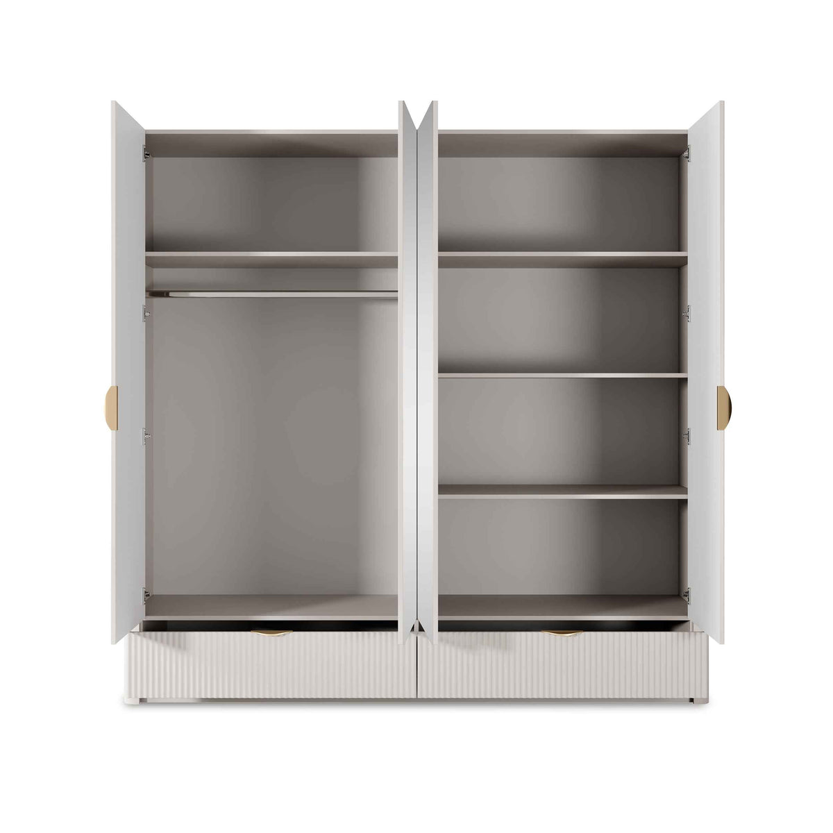 Laanti-garderobeskab med 4 døre, 213 x 208 cm, i moderne stil – med åbne fronter