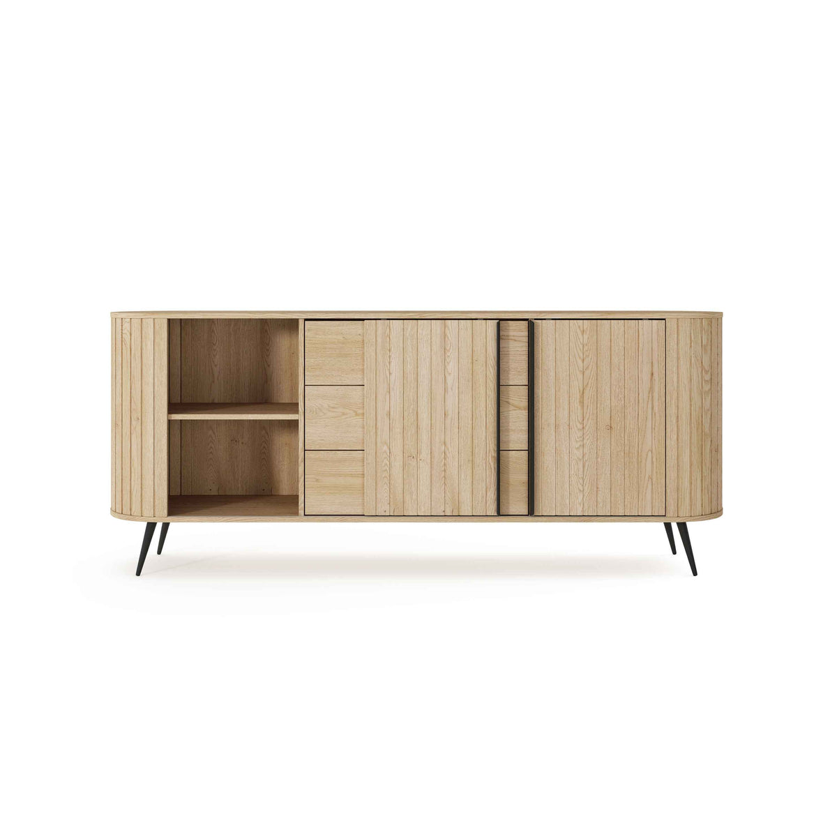 Kommode med skydedøre og skuffer, 196 x 82, i moderne stil | Llovia