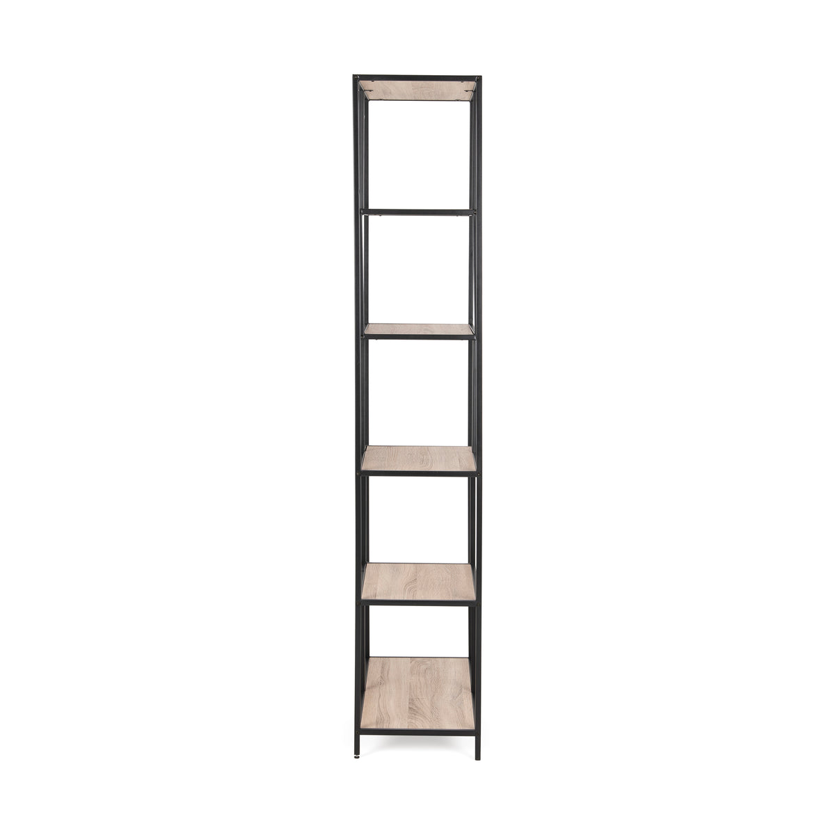 Skeleto-reol 77x185 Sonoma-eg, set fra siden – en slank reol med en dybde på 35 cm