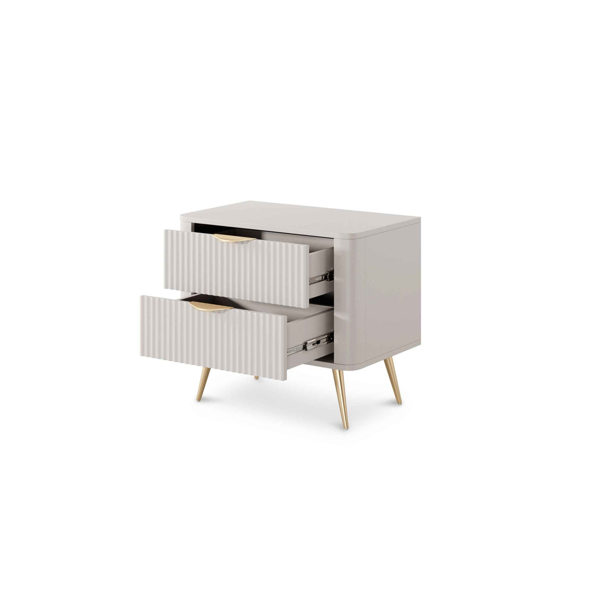 Laanti-natbord med 2 skuffer, 63 x 55 cm, i elegant stil – med åbne fronter