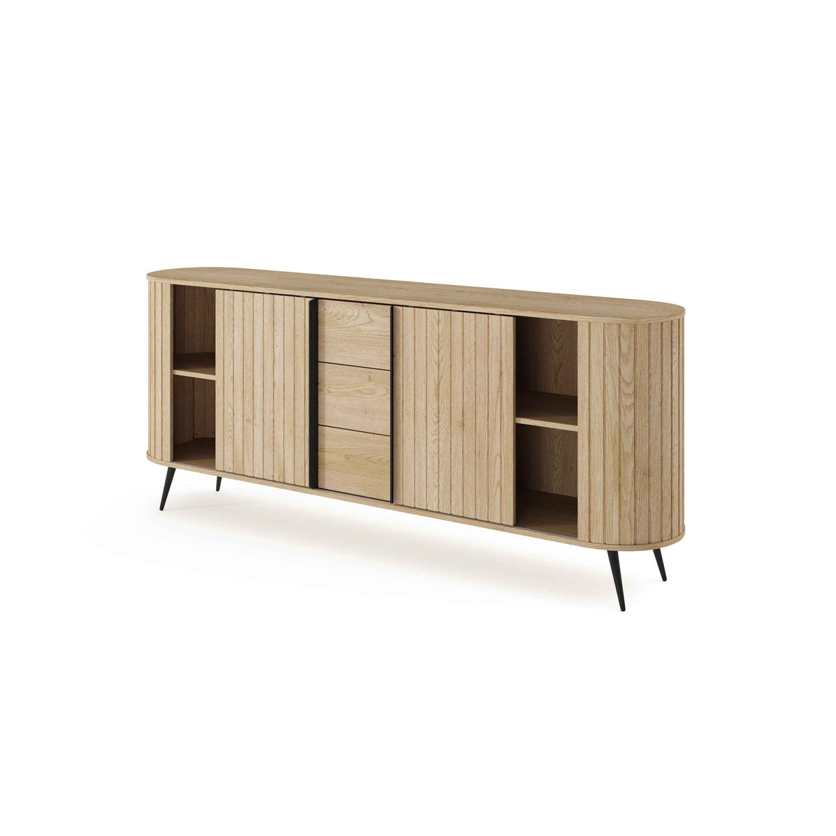Kommode med skydedøre og skuffer, 196 x 82, i moderne stil | Llovia