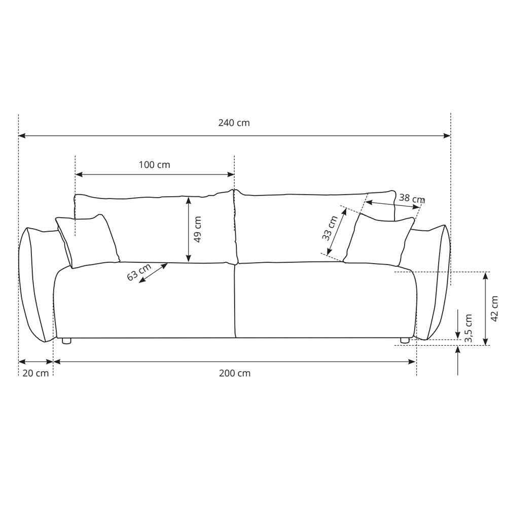 Alloro 3-personers sovesofa, 145x200, med opbevaringsrum i moderne stil – billede 9