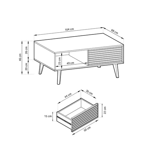 Sofabord Las 104x48 med skuffe i loftstil – billede 6