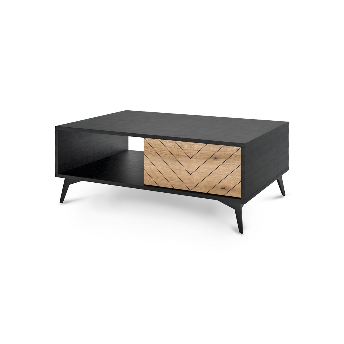 Nirwana sofabord til stuen, 104x40, med skuffe i industriel stil – hovedbillede | Pillovely