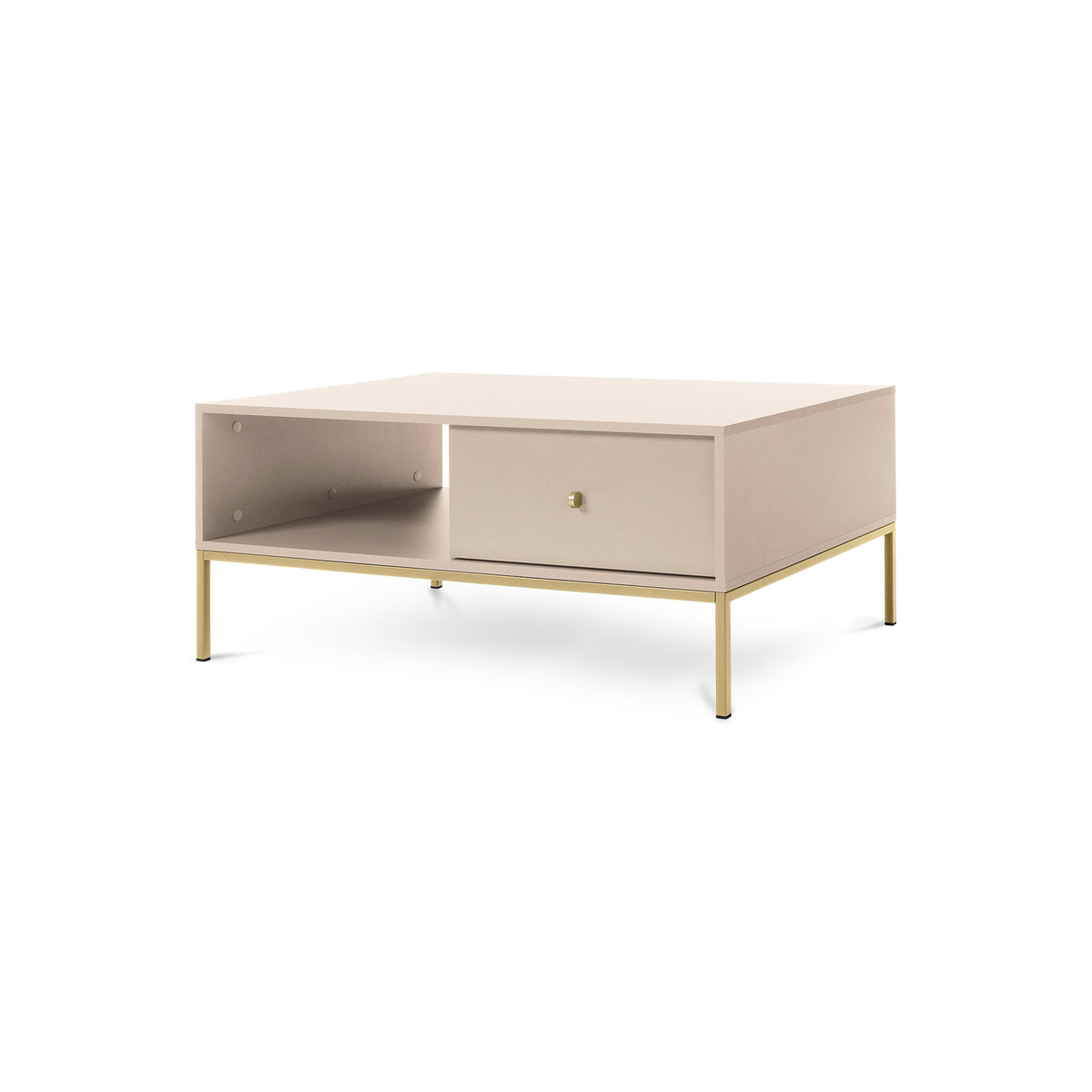 Sofabord 104x47 med skuffe i modern classic-stil | Kviat Sandbeige Guld