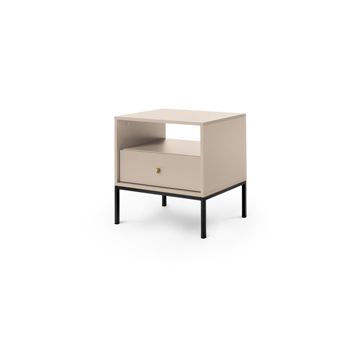 Natbord med skuffe, 54 x 57 cm, i moderne klassisk stil | Kviat Sandbeige Sort