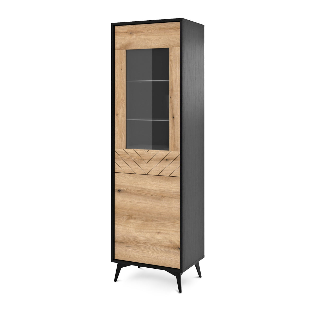 Nirwana-vitrineskab til stuen, med glasfront, 54 x 178 cm, i moderne stil – hovedbillede | Pillovely