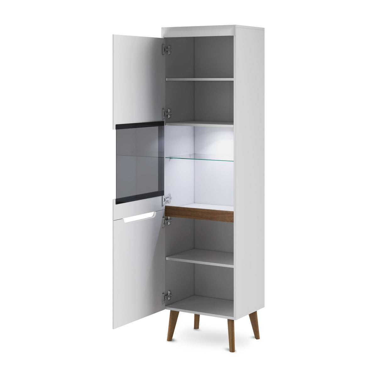 Glasvitrineskab 53 x 197 cm i skandinavisk stil | Trava