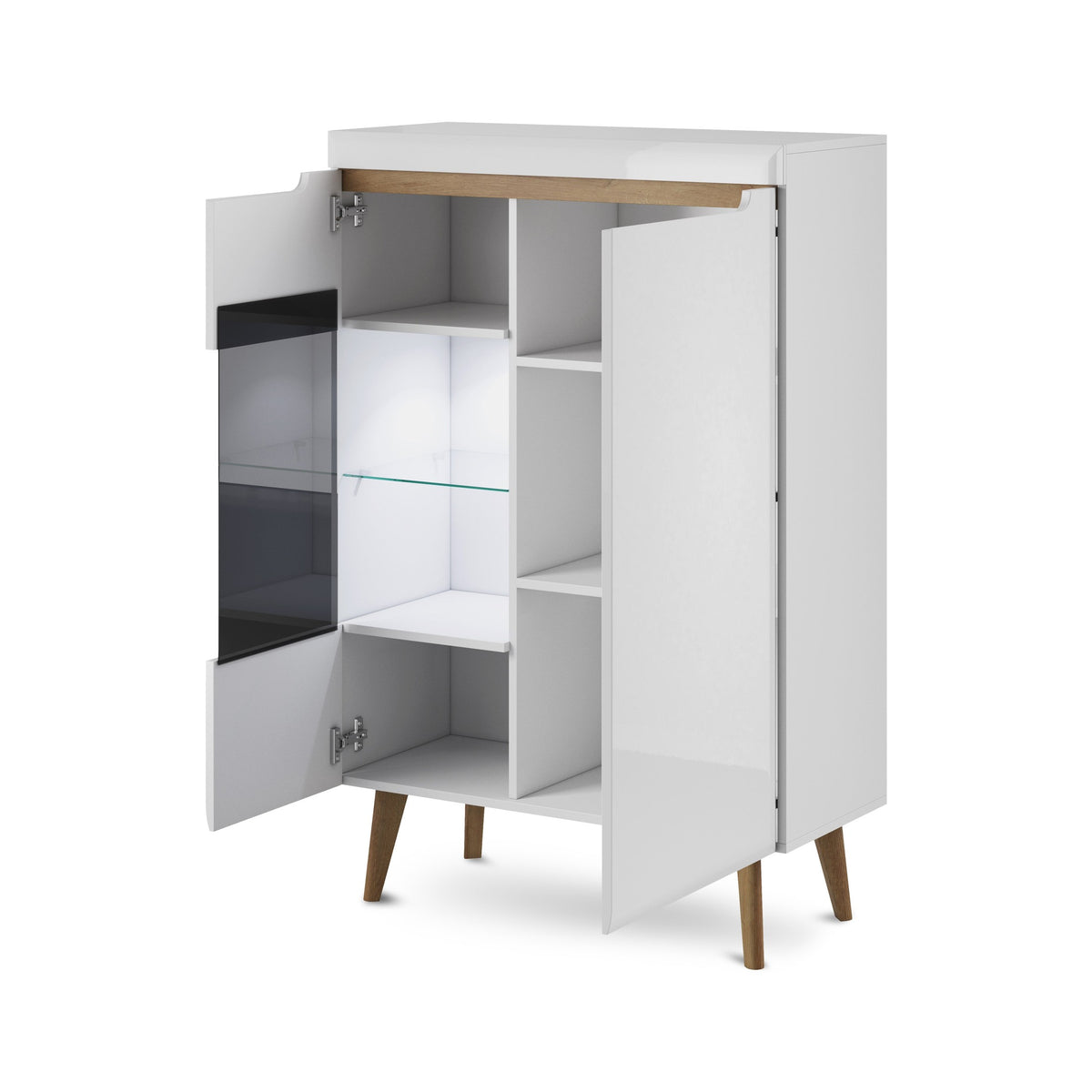 Trava-vitrineskab med glasfront, 90 x 134 cm, i skandinavisk stil – billede 3