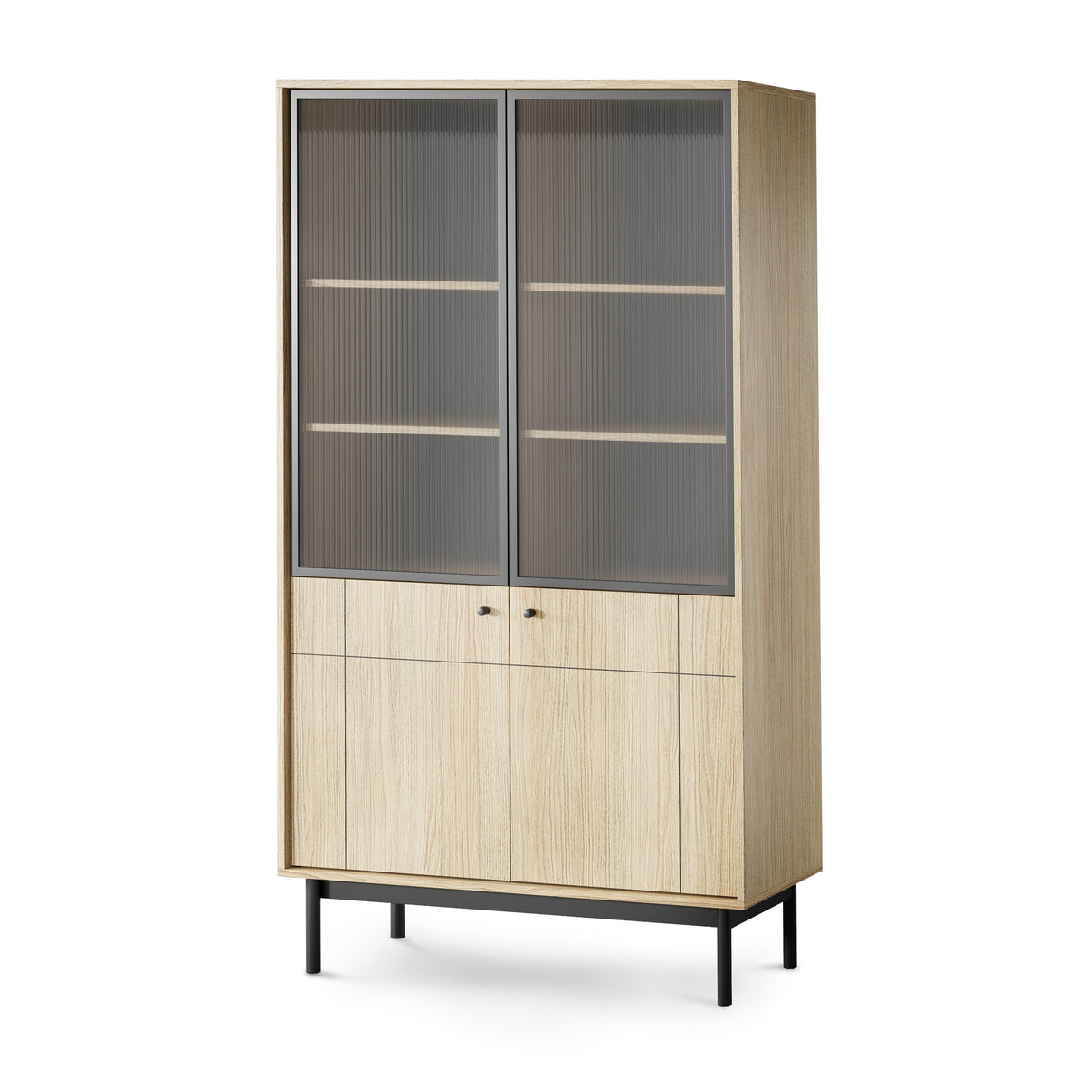 Glasvitrineskab 104 x 185 cm i japandi-stil | Sabi Linea-eg