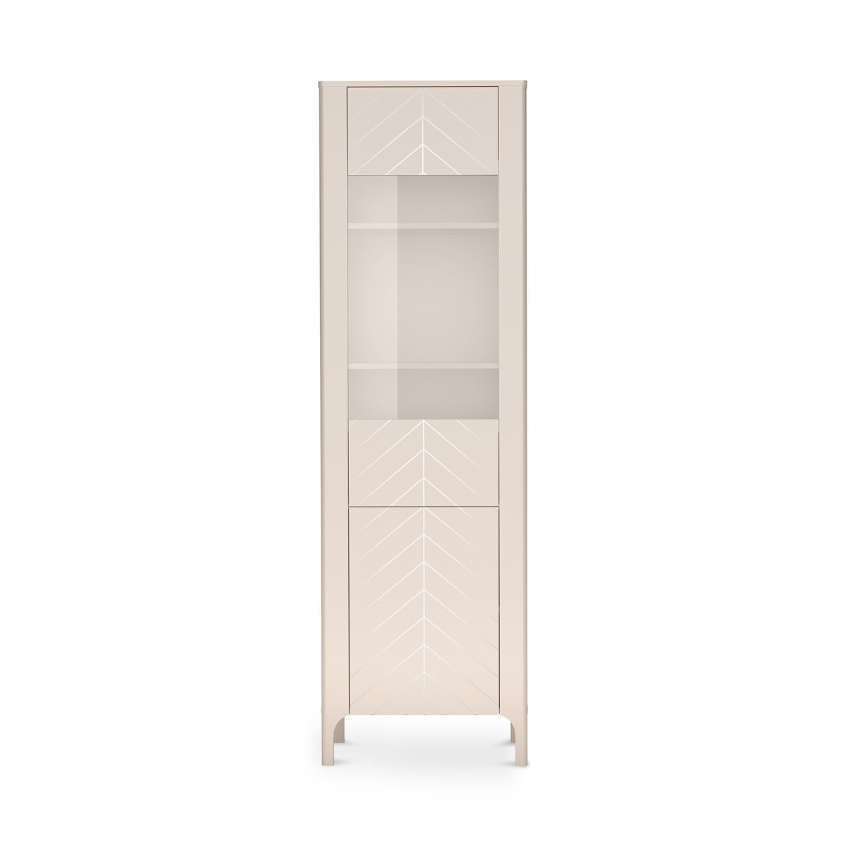 Højt vitrineskab EKLIPSO 60x197 med glaspartier i moderne stil, farven Kashmir – set forfra | Pillovely