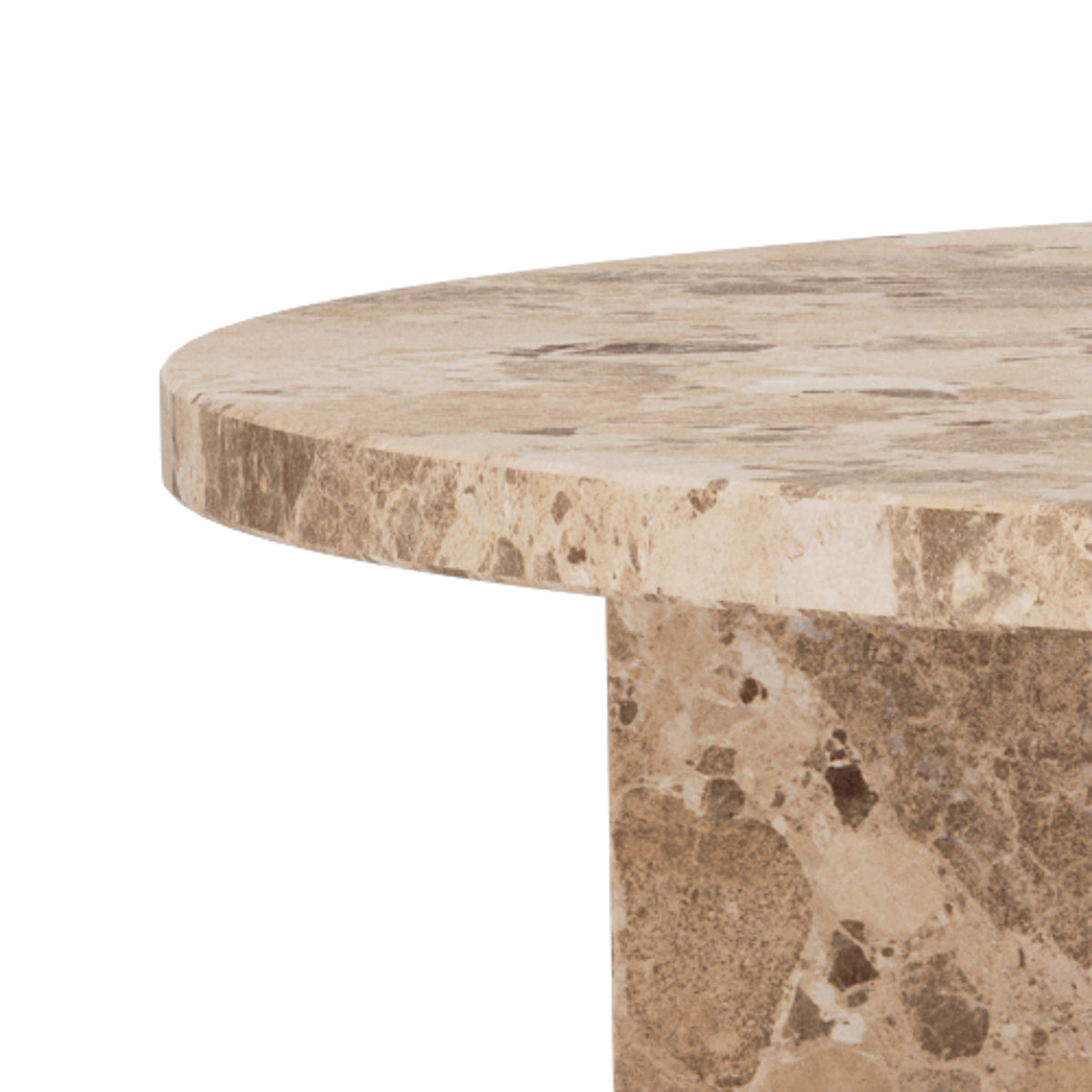 Det runde Plaris-sofabord med en diameter på 90 cm i elegant stil – nærbillede af detaljer og overflade