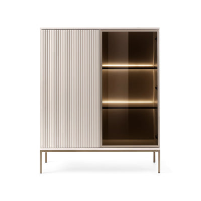 Lampy-kommode med låger og skuffe, 104x126, i loftstil – set forfra