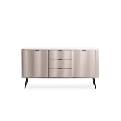 Eva-kommode med låger og skuffer, 168x87, i moderne stil – set forfra