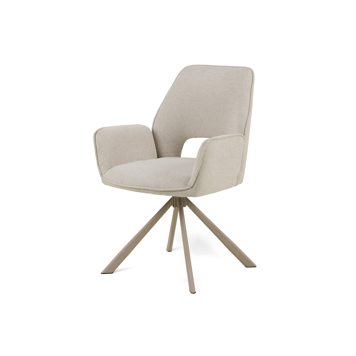 Sæt med to drejestole med armlæn i moderne stil | Fente Lys beige (hvide ben)