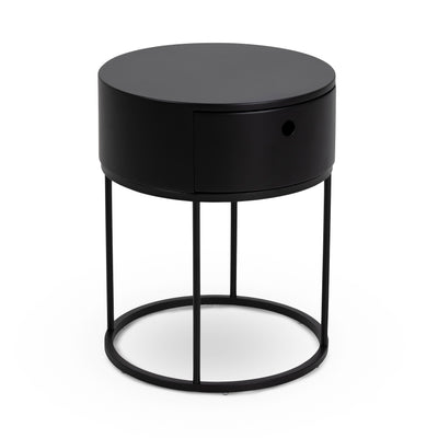 Rund natbord med skuffe i minimalistisk stil | Ronda Sort