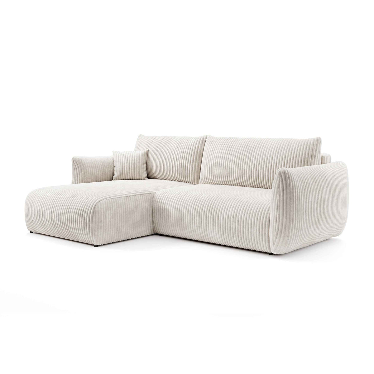 Hjørnesofa med sovefunktion, 257 cm, i moderne stil | ALLORO, venstrevendt, Pudret Perle (TILIA 01)