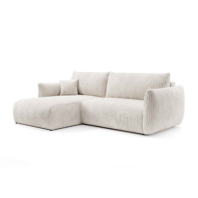 Hjørnesofa med sovefunktion, 257 cm, i moderne stil | ALLORO, venstrevendt, Pudret Perle (TILIA 01)