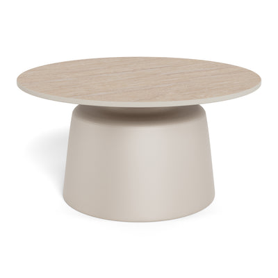 Rund sofabord med en diameter på 70 cm i moderne stil | Fumor, varm beige